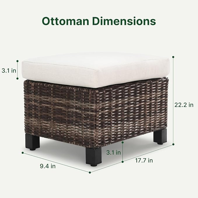 Wicker Patio Conversation Set, Outdoor Patio Furniture Set with Deep Seating, Wide Armrests & Thick Cushions, All-Weather Outdoor Furniture Set for Patio, Porch, Deck & Backyard