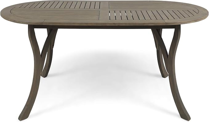 Christopher Knight Home Great Deal Furniture Christopher Knight Home Baia Outdoor Acacia Wood 70' Oval Dining Table, Gray Finish