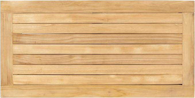 Teak Wood Side Table with Storage, Indoor and Outdoor Wooden Furniture for Deck, Porch, Balcony, Living Room, Bedroom and Backyard (36" D x 18" W x 16" H)