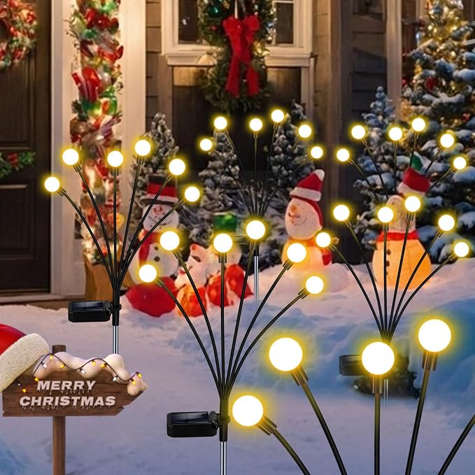 NBQQ Solar Lights Outdoor 8 Pack of 68 LEDs Swaying Firefly Garden Decor | Waterproof Solar Garden Lights for Yard Pathway Patio, Swaying Lawn Decor as Gardening Gifts for Women,Christmas Decor