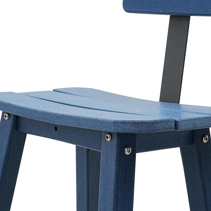 3-Piece Outdoor Counter Height Bar Table Set, 42" Pub & Bistro Table with 2 Stools, HDPE Weather Resistant for Patio/Backyard/Garden/Poolside, Navy Blue