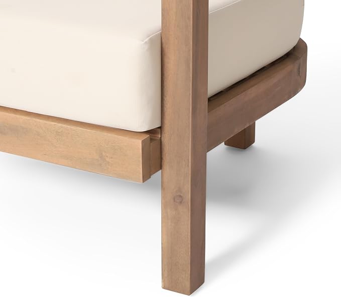 Merax Set of 2 Outdoor Acacia Wood Club Chair with Cushion,Patio Furniture Conversation Set for Backyard