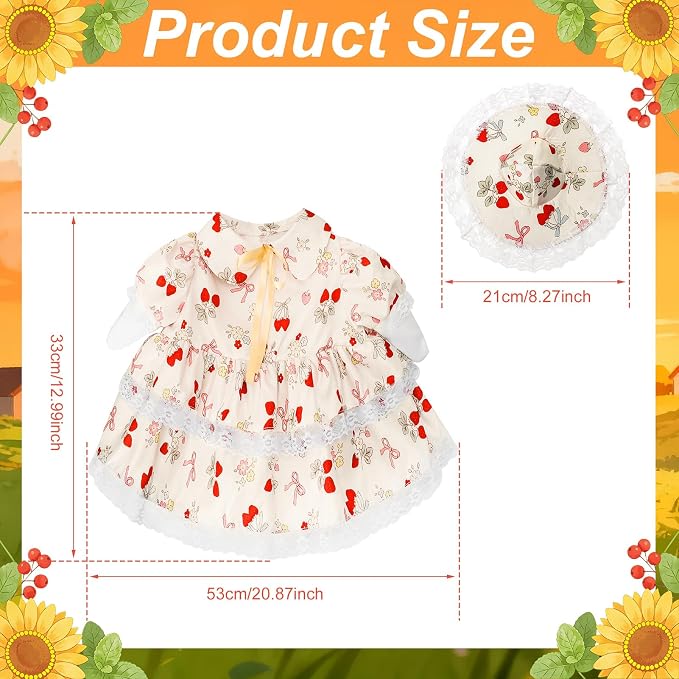 Porch Goose Outfit, 23" Porch Goose Clothes with Strawberry Skirt and Hat for Spring Summer Party Outdoor Patio