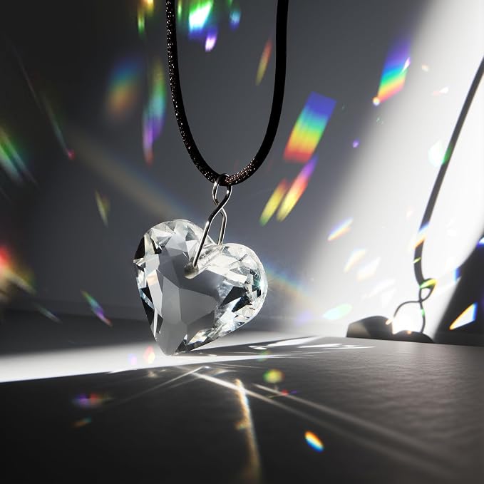 48pcs 20mm Crystal Heart Prism Sun Catchers Clear Chandelier Crystals Beads | Prisms,Rainbow Maker Suncatchers for Window,Garden,Glass Ornaments for Christmas Tree Home, Wedding,Valentine's Day Gift