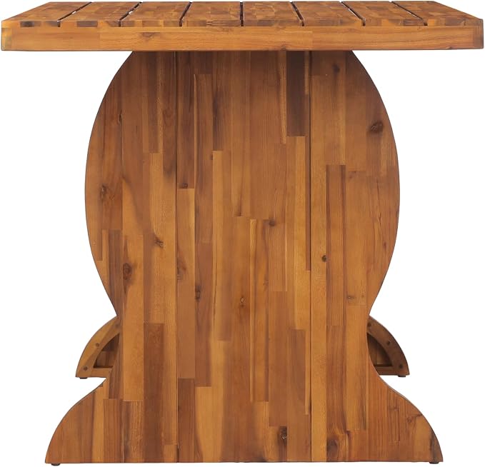 Christopher Knight Home 7-Piece Outdoor Dining Set, 70" Acacia Wood Patio Table with 6 Slatted Dining Chairs, Teak Finish Large Outdoor Table and Chairs Set for Garden Backyard Deck Porch