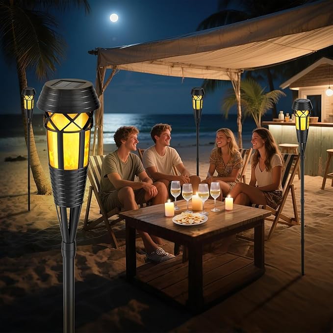 Flickering Flames Torch Light Solar Garden Lights Waterproof Landscape Lighting - 8 Pack
