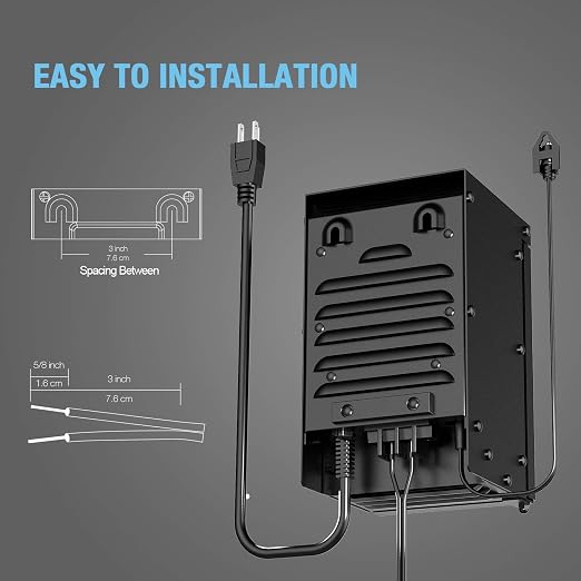 Low Voltage Transformer 300 Watt with Timer, Photo Eye Sensor and Weather Shield for Outdoor Lighting Metal Transformer 120V AC to 12V AC 9920-0300-01