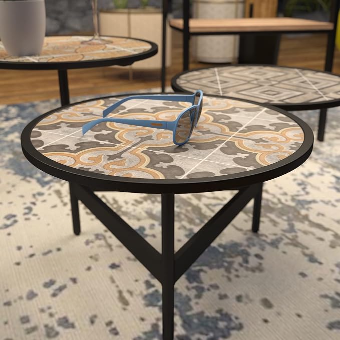 SEI Outdoor Patio Furniture - Lorengo Outdoor 3-Tier Cocktail Table - Transitional Design Multi Iron - Ideal for Patio, Backyard (OD1129100)