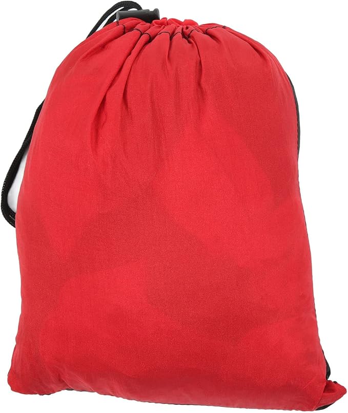 Camping Hammock for 2 Person, Portable Parachute Nylon Hammock, Double Lightweight Backpacking Hammock with Mountaineering Buckles, 300 x 200 cm for Outdoor Camping (Red and Black)