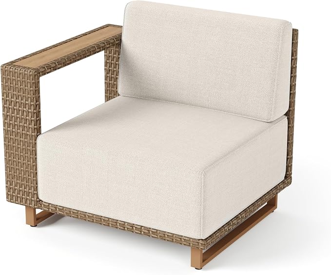 MIXPATIO Patio Furniture Set with Swivel Chairs & Outdoor Fire Pit Table, 7 Pieces Yellow Rattan Wicker Conversation Sets, Deep Seating Sofa with 10" Thick Cushions, Low Profile Deck Lawn Furniture