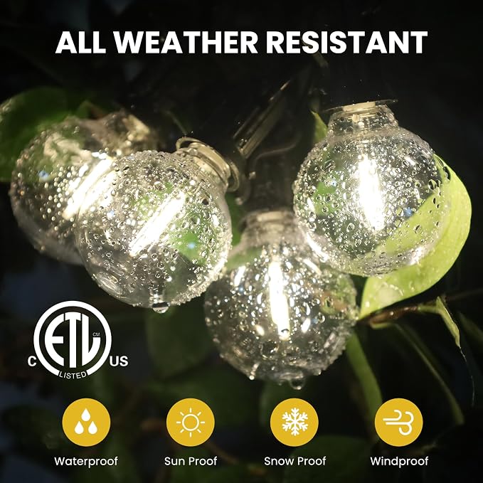 Yusist 200FT Solar String Lights Outdoor Waterproof with Remote,G40 Solar Powered String Lights with 60+3 LED Shatterproof Bulbs, Dimmable Solar Patio Hanging Lights for Outside Backyard Party