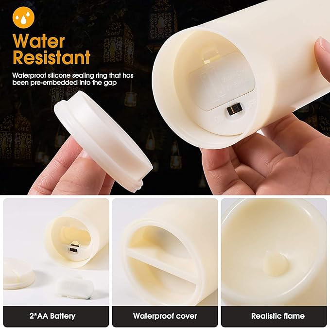 YOROXRG 12 Pack Flameless Candles Battery Operated Waterproof Led Candles (D:2.2" X H:4" 5" 6" 7") Candles with 2 Remotes Contro for Wedding, Party, Birthday