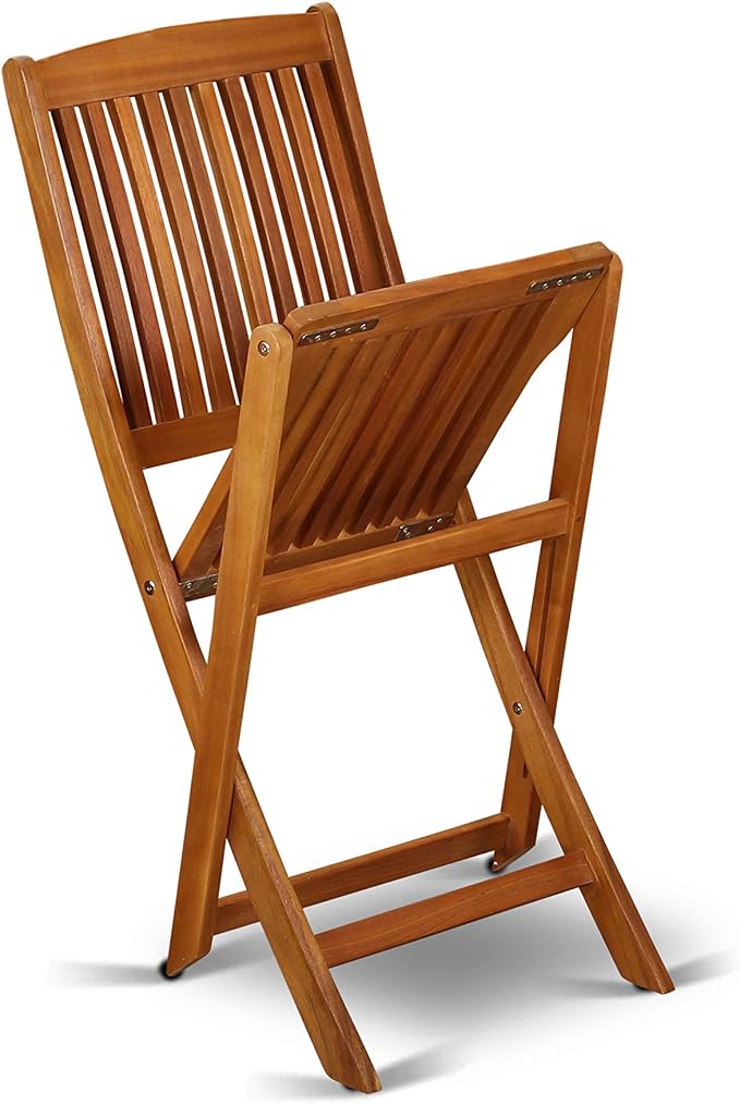 East West Furniture BSCM9CWNA 9 Piece Patio Dining Set Includes an Oval Outdoor Acacia Wood Table and 8 Folding Side Chairs, 36x78 Inch, Natural Oil