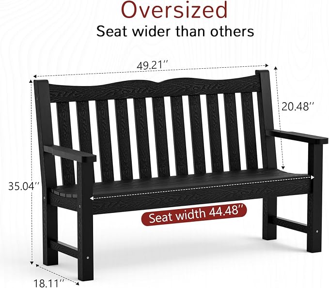 Stoog 4-Piece Patio Furniture Set, All-Weather Outdoor Dining Set, Include 1 Outdoor Bench, 2 Outdoor Chairs and 1 Coffee Table, Black