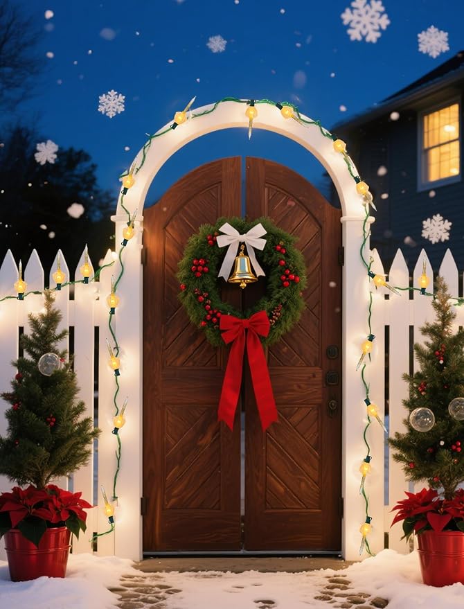 11Ft Golden Christmas Bubble Lights Set, Vintage Christmas Decorations with 8 Golden Glitter Lights (1 Spare), Bubble Lights UL Listed for Christmas Tree Holiday Party Outdoor Lighting Decor