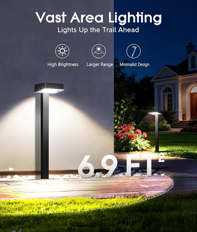 ELECLINK Solar Pathway Lights Outdoor, 12 Pack Garden Lights Solar Powered Path Light with Larger LED Lens, 2 Light Modes Waterproof Outdoor Solar Light for Yard Driveway Walkway Landscape, Cool White
