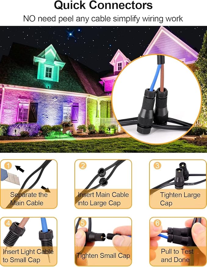 ZUCKEO 12W Color Changing Landscape Lights RGB Low Voltage Landscape Lighting Remote Control, Waterproof LED Outdoor Spotlight for Garden Pathway House Christmas Decor, 10 Pack with Connector