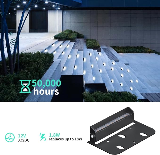 Black 4-Pack 4inch 1.8W 5000K Daylight White Hardscpe Lighting | 12V AC/DC Retaining Wall Lights,Low Voltage Landscape Lighting,Hardscape Paver Light,Outdoor Step Lights