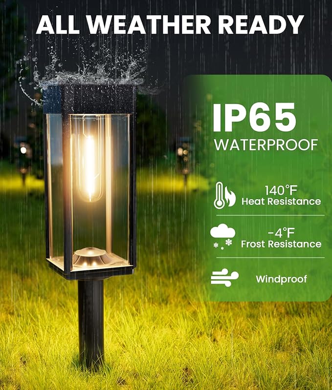 BITPOTT Bright Solar Pathway Lights Outdoor Waterproof IP65, 8 Pack Auto On/Off Solar Outdoor Lights for Path, Yard, Patio, Landscape, Lawn, Walkway, Driveway, Garden Decor Lighting Solar Powered