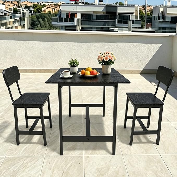 Outdoor Coffee Table, 33.4"L x 17.3"W x 18.1"H Rectangle Weather-Resistant Patio Coffee Table, Metal Heavy-Duty Frame Coffee Side Table, Waterproof for Garden, Porch, Balcony, Deck, Poolside, Black