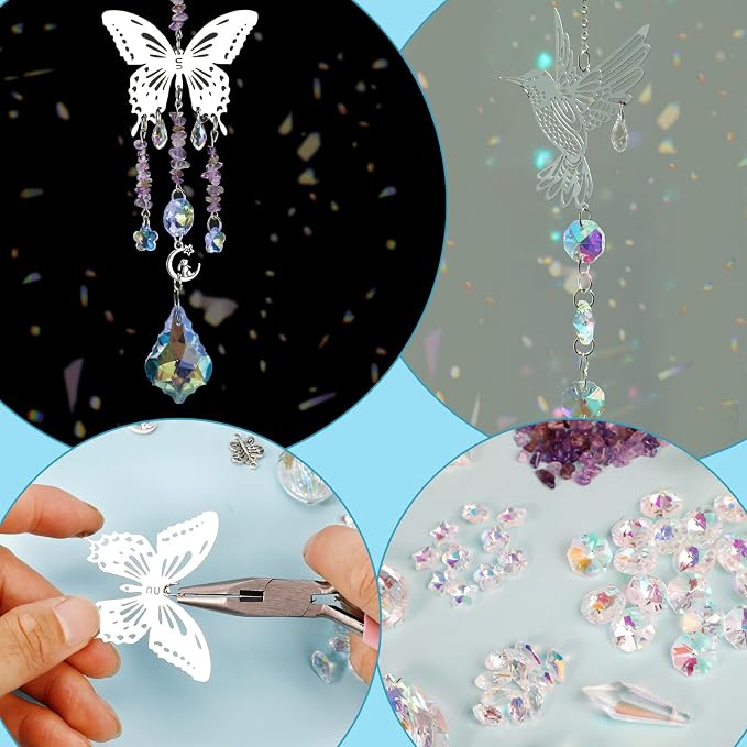DIY Suncatchers Kit, 400pcs Sun Catchers Supplies Art and Crafts for Adults | Hanging Prism Sun Catcher with Crystals Rainbow Maker for Indoor Window Home Wedding Outdoor Garden Christmas Decor