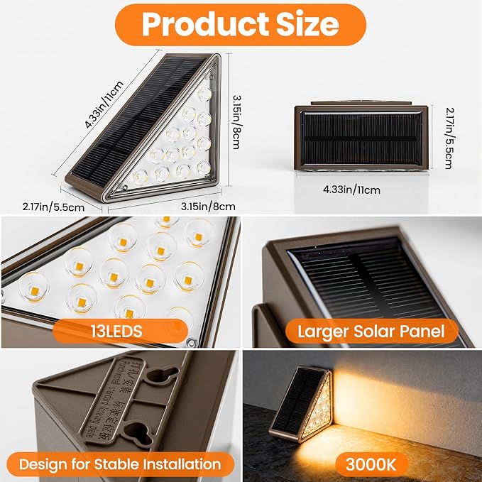Blue Solar Lights for Outside, Solar Deck Lights Outdoor Waterproof, Step