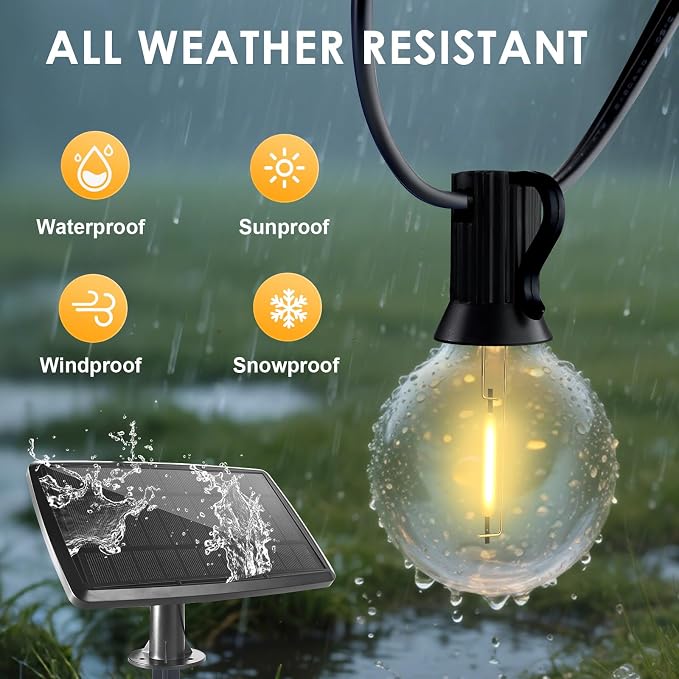 Yusist 240FT Solar String Lights Outdoor Waterproof with Remote, G40 Solar Powered String Lights with 80+3 LED Shatterproof Bulbs, Dimmable Solar Patio Hanging Lights for Outside Backyard Party
