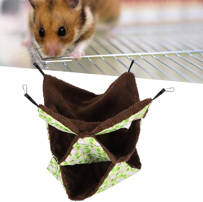 Guinea Pig Cage Hammock, Cute Rat Hamster Hanging Hammock Bed, Small Animals House Cage Accessories Toy for Hamster (Green)