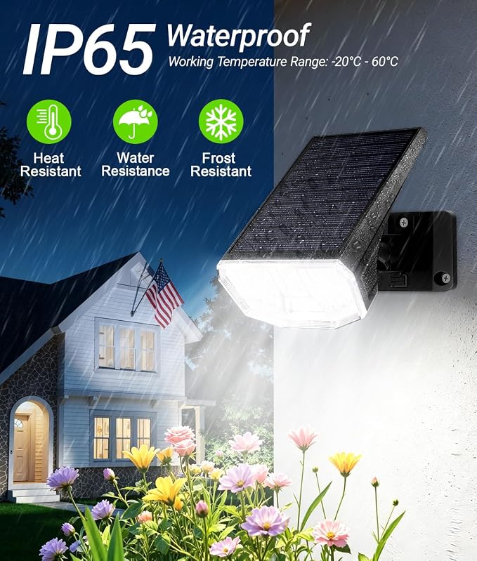 LETMY 6 Pack Solar Spot Lights Outdoor, 104 LED Solar Spotlights, IP65 Waterproof Solar Powered Outdoor Lights, Auto On/Off, Solar Lights Outdoor for Yard, Garden, Patio, Wall, Tree & Flag, Cool White