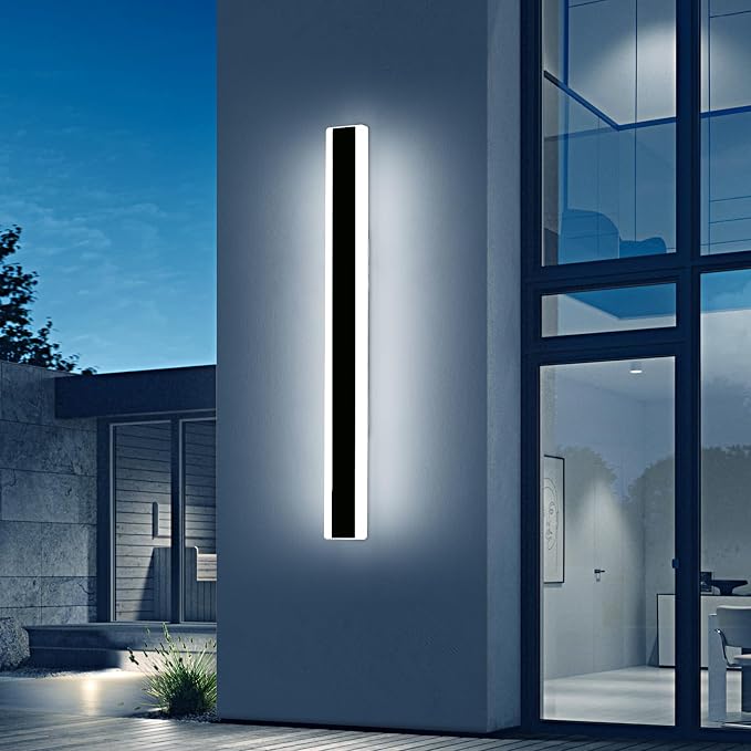 39.3inch Modern Outdoor Wall Light, Black Outside LED Long Wall Sconce, 6000K Cold White, 36W, IP65 Waterproof, Wall Mount Linear Exterior Lighting Fixture for House, Garage, Porch, Garden