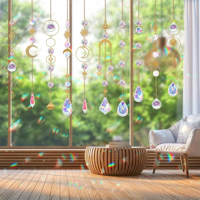 200pcs DIY Sun Catchers Making Kits Craft for Adults Crystal Suncatchers | Stained Glass Window Hanging Prism Indoor Outdoor Garden Xmas Decor with Rainbow Maker Pendants Chains Supplies