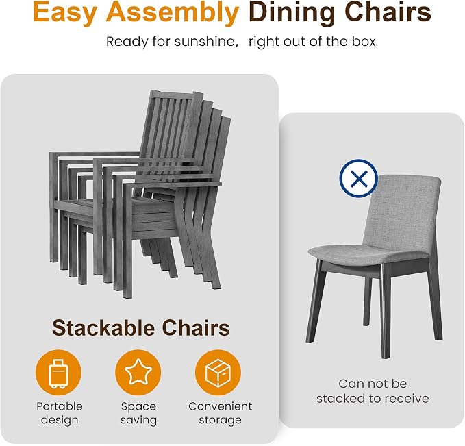RoyalCraft Aluminum Outdoor Patio Chairs Set of 4, Outdoor Chairs with Waterproof Cushions, Outdoor Dining Chairs with Armrests, Metal Patio Furniture Set for Porch, Balcony, Deck, Backyard, Grey