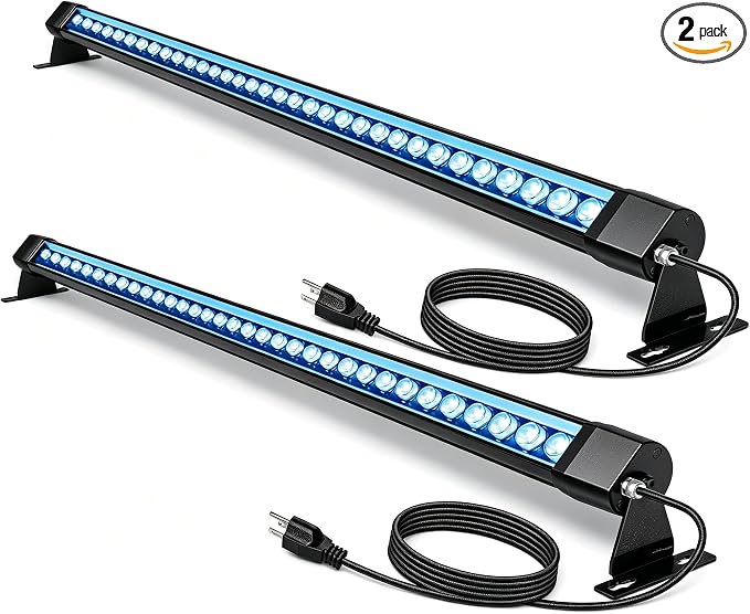 2Pcs 36W Blue Wall Washer Light 2FT 120V IP67 Waterproof Plug-in | Outdoor LED Light Bar/Lifespan 50K Hr/150° Adjustable/family enthusiasts DIY Craft Projects Laundry Rooms Tool Sheds Concert