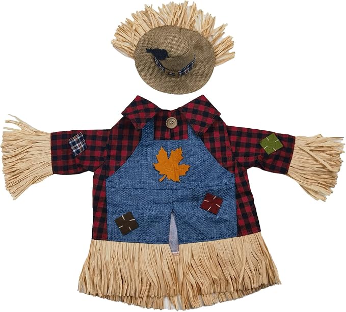 Scarecrow Porch Goose Outfits for 23 Inch Lawn Statue, Costume for Plastic/Cement Goose Statue, Seasonal Fall Sculpture Clothes for Garden Yard Patio Party Decoration