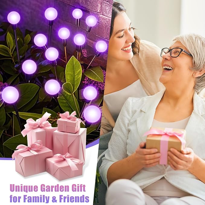 NBQQ Solar Lights Outdoor Waterproof 2 Pack of 12 LEDs Unique Gifts Women | Purple Swaying Solar Lights Outdoor for Yard Pathway Patio, Swaying Lawn Decor as Gardening Gifts for Women Holiday