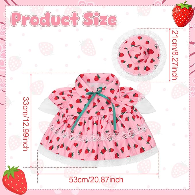 Porch Goose Outfit, 23" Porch Goose Clothes with Strawberry Skirt and Hat for Spring Summer Party Outdoor Patio