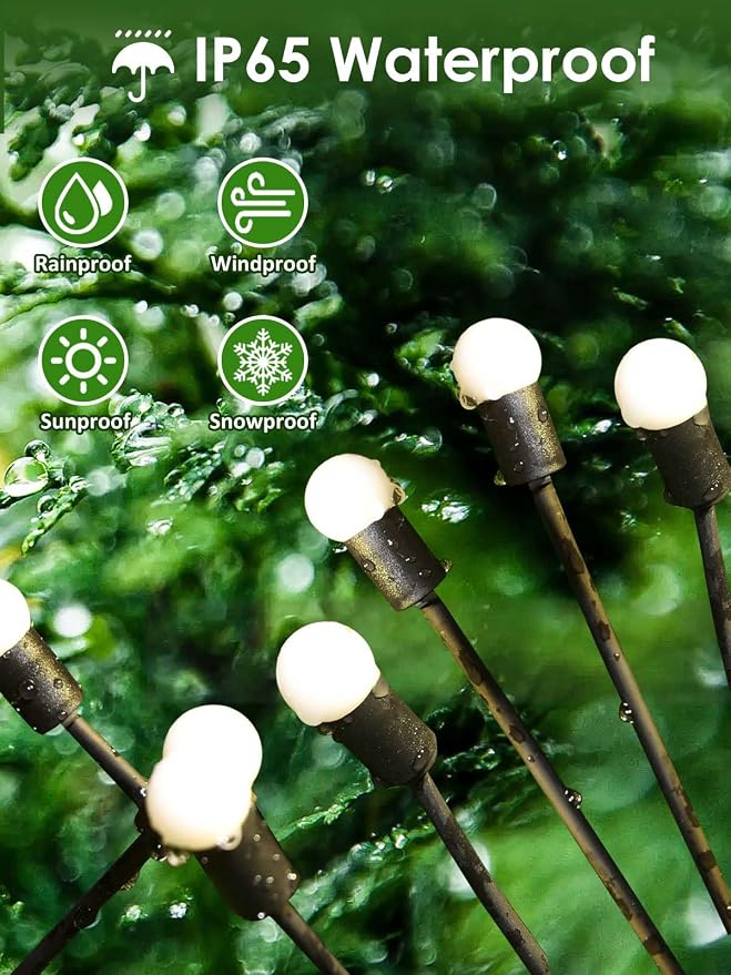10 Pack Solar Garden Lights, 80 LED Firefly Lights Solar Outdoor Waterproof | 2 Lighting Modes, Sway with Wind, Solar lights Outdoor for Garden Yard Patio Pathway Holiday Decorations, Warm White
