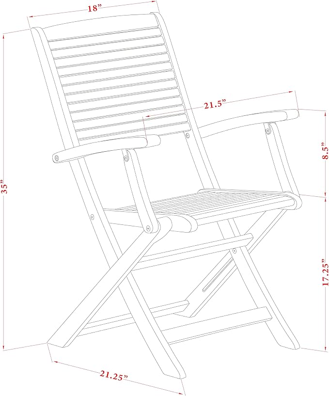 East West Furniture DEHD9CANA 9 Piece Outdoor Patio Dining Sets Contains a Rectangle Acacia Wood Table and 8 Folding Arm Chairs, 40x72 Inch, Natural Oil