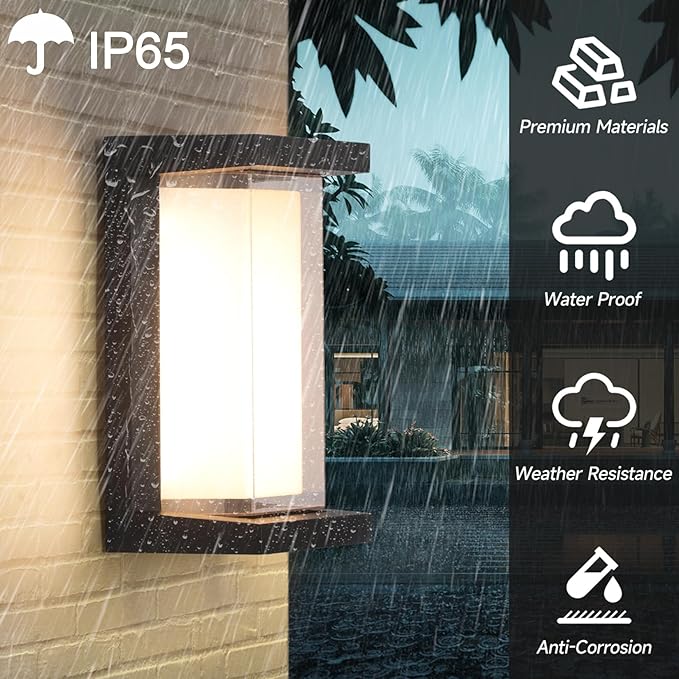 Mille Lucciole 24W Outdoor Wall Lights Exterior/Interior LED 3-Color Adjustable 2100LM Sconces Lights IP65 Waterproof Modern Outdoor Lighting Fixtures Aluminum Wall Lights Compatible with Dimmers