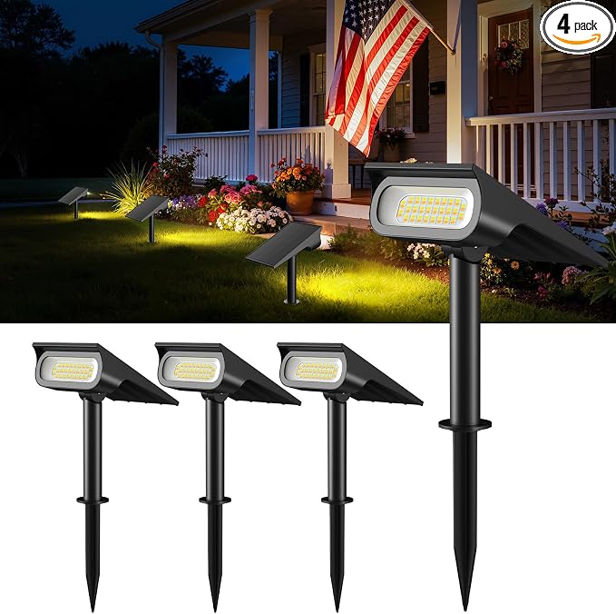 Lightonight Solar Spot Lights Outdoor 4 Pack | 3 Color Temperatures, Remote Control Landscape Spotlights for Tree, Garden, Pathway, House, Yard, Driveway