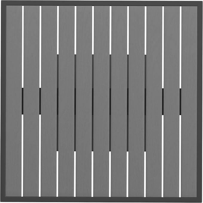Flash Furniture Lark Commercial Outdoor Patio Bistro Dining Table - Faux Gray Wash Teak Poly Slats - 30" Square