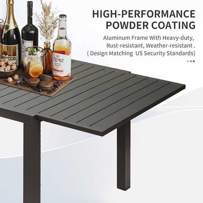 Domi Expandable Outdoor Dining Table for 6-8, Aluminum Patio Dining Table 59'' -89'', Rectangular Extendable Dining Table for Garden, Backyard, Porch