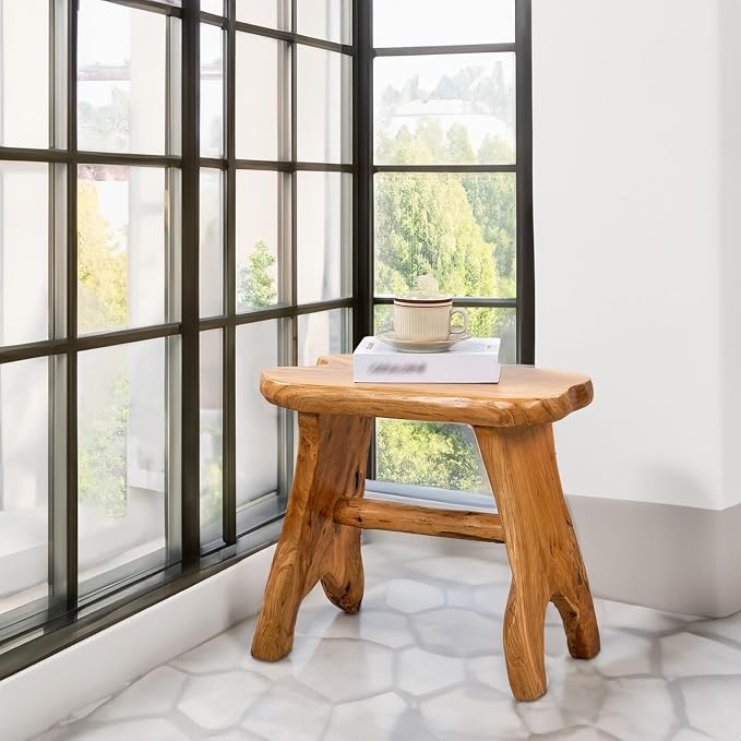 Natural Shape Solid Wood Stump Stool 20"x13"x18" Cedar Root End Table Rustic Plant Stand Live Edge Coffee Side Table Vintage Sit Foot Stool Living Room Bedroom Accent Outdoor Garden