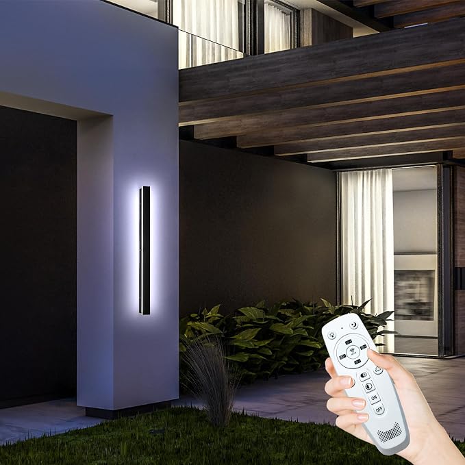 47inch Modern Outdoor Wall Light, Dimmable IP65 Waterproof Long Exterior Light Fixtures Wall Mount, LED Linear Outdoor Wall Sconce Lights, 2700K-6500K Outside Garage Lights for House Patio