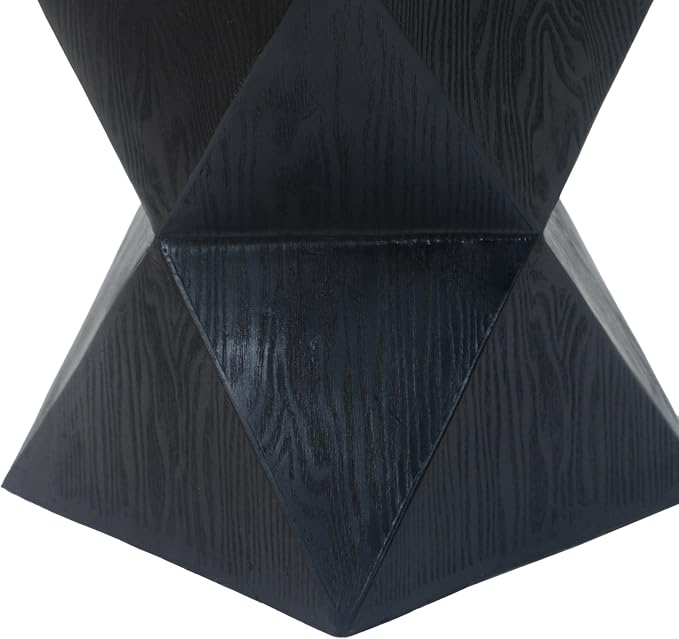 Christopher Knight Home Square Side Table, Concrete Outdoor Accent Table with Wood Grain Finish Modern Design, Ideal for Patio, Garden, Balcony, Living Room, Black
