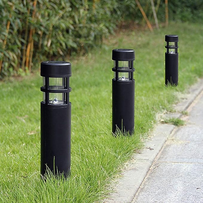 SUNWIND Solar Garden Lights Outdoor LED Bollard Solar Powered Path Lighting for Patio Pathway Backyard Lawn Landscaping (Black-6 Pack)