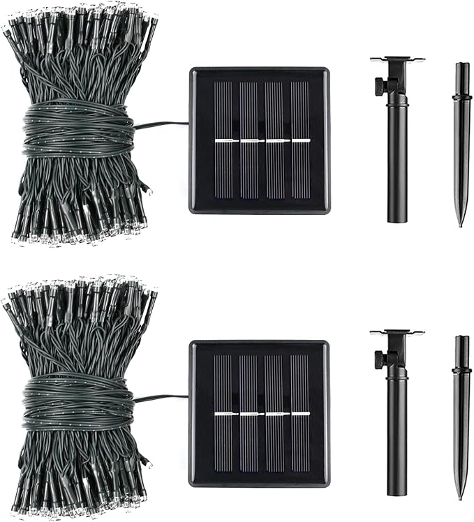 Solar Christmas lights Outdoor 2 Pack 480 LED Solar String Light Multicolor | 170FT, 8 Lighting Modes, Memory Function, Auto On/Off, Waterproof Twinkle Lights for Outside Roof Porch Patios Balcony Decor
