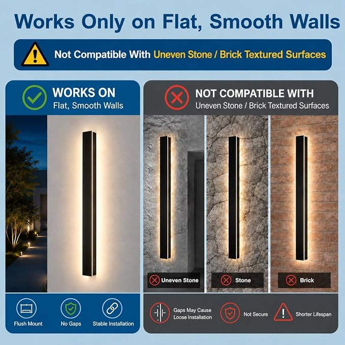 Modern Outdoor Wall Light, 59" Long Outdoor LED Wall Lights 3000K Outdoor Sconce Lights IP65 Waterproof Exterior Wall Mounted Light Fixture for House Garage