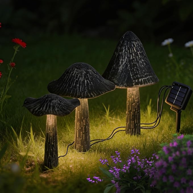 Solar Lights Outdoor Decor, Solar Metal Mushroom Yard Decorations Outdoor | IP65 Waterproof Garden Decor, Gifts for Women Mom, for Yard Patio Lawn Pathway Landscape