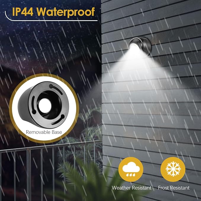 6000K Battery Motion Sensor Light Outdoor Waterproof Wireless LED Battery Powered Wall Light Auto On/Off Night Light 2 Pack Cool White